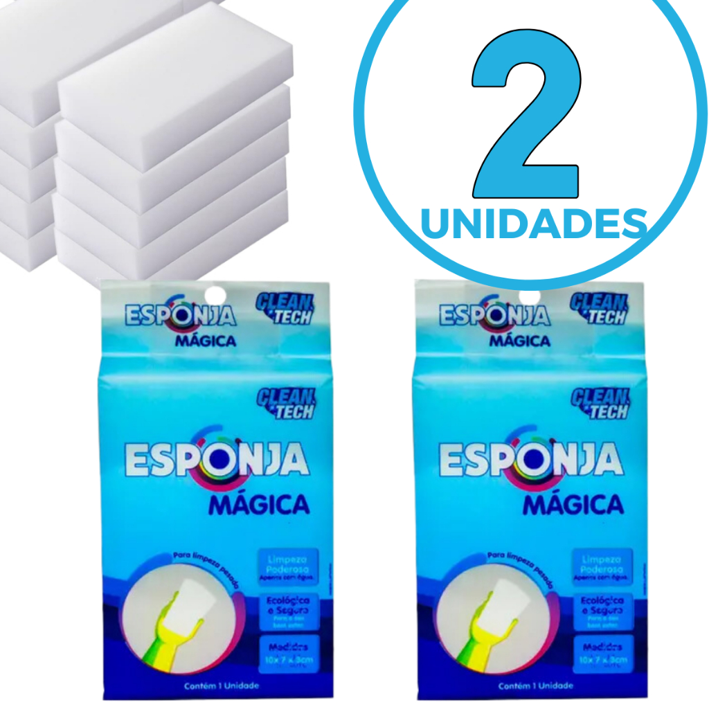 Esponja Mágica Tira Manchas Kit 2 Unidades Bucha de Limpeza Lava Louça