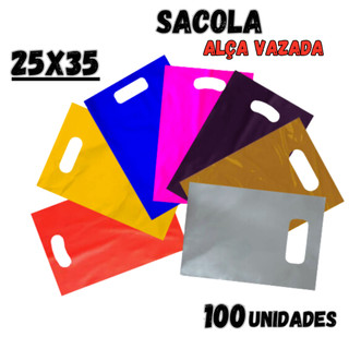 Sacola Boca de Palhaço 25x35 c/100un Sacolinhas Alça Vazada Para Lojas