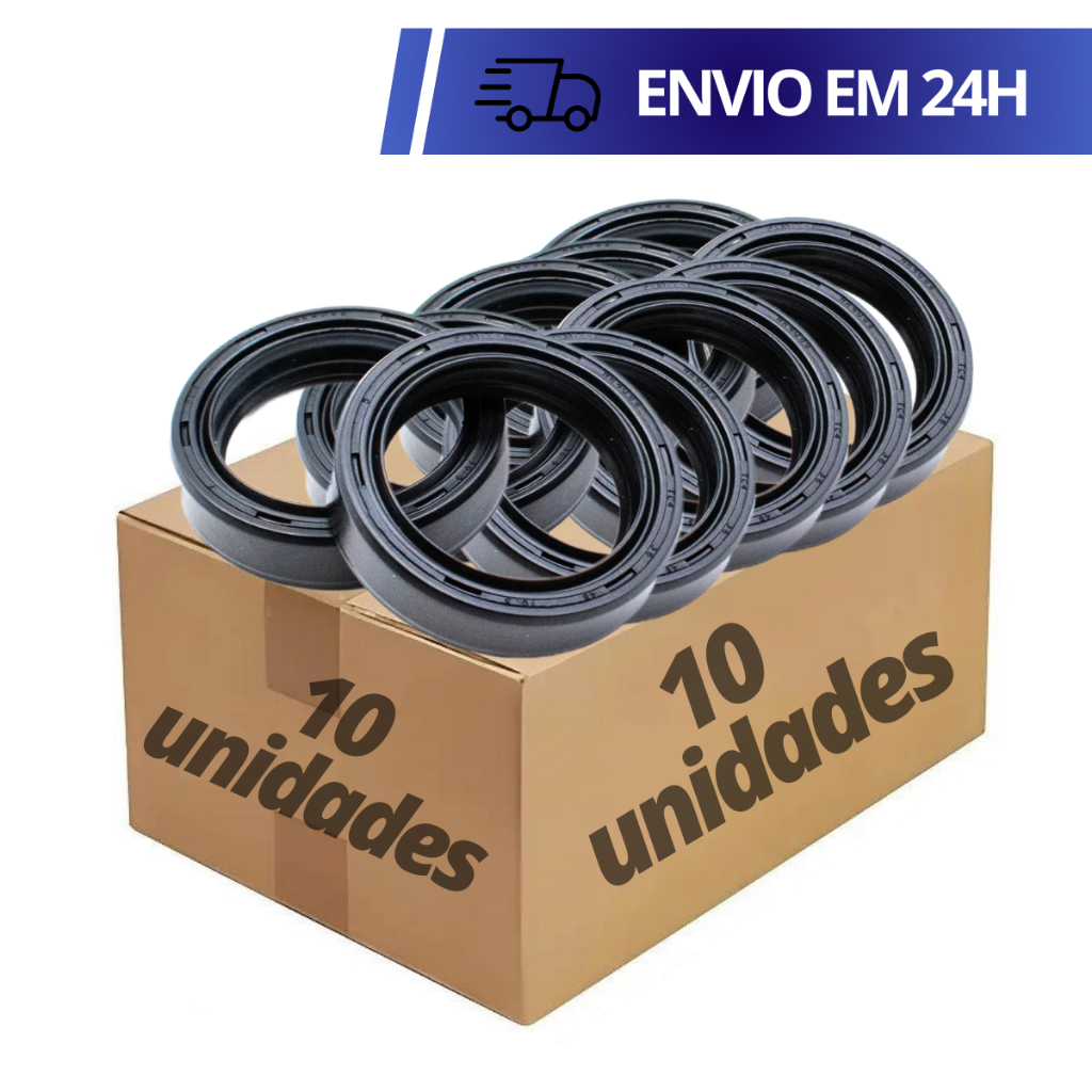 Kit 10 Retentor Bengala Suspensao Garfo Qualidade Original Vedação Dupla Titan Fan Start Cg Nxr Bros 150 160 Cbx Strada