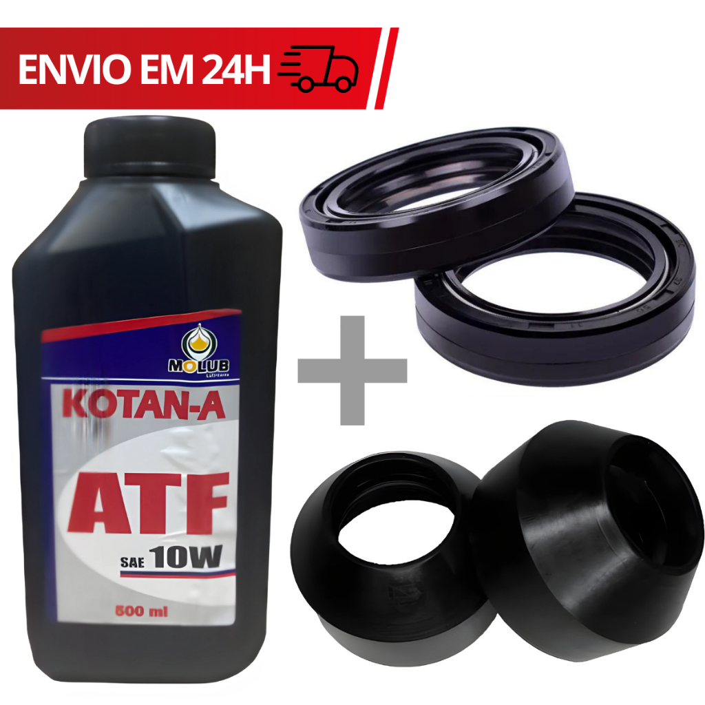 Retentor Bengala Suspensao Garfo Modelo Original + Oleo Atf + Guarda Po Copo Titan Cg Fan Biz 100 e 125 (1988 a 2014)