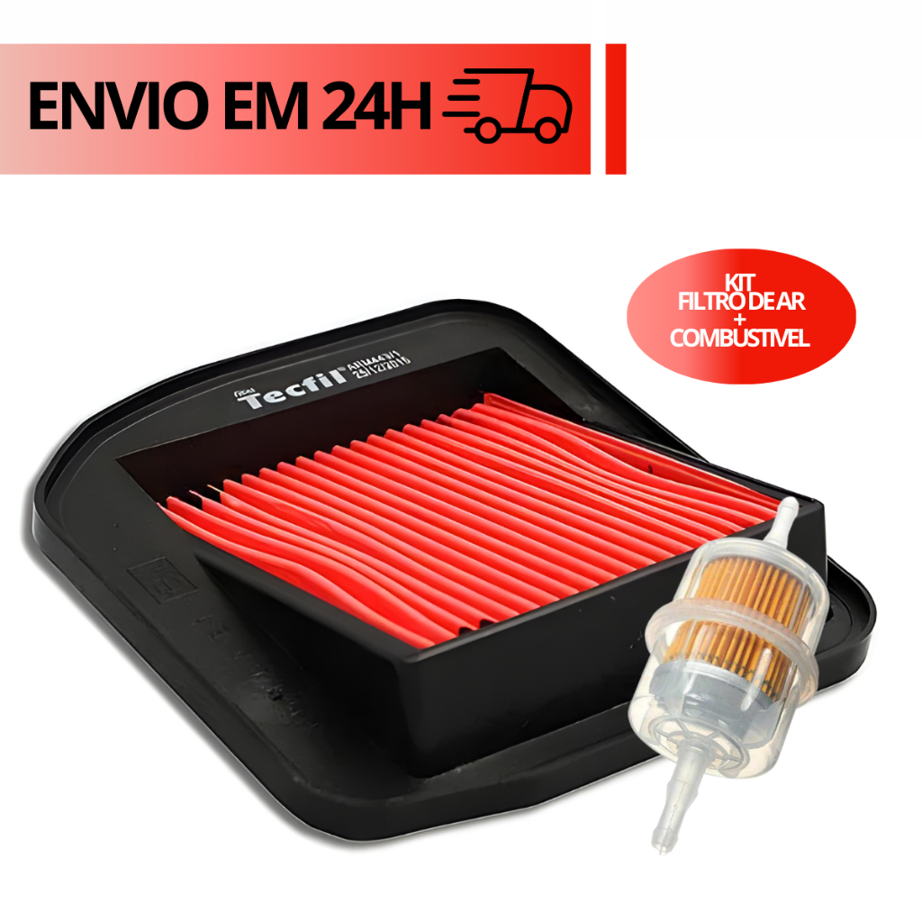 Kit Filtro Ar Elemento Titan Modelo Original Honda + Filtro Combustivel Gasolina Universal Cg Titan Fan 125 (2000 a2008)