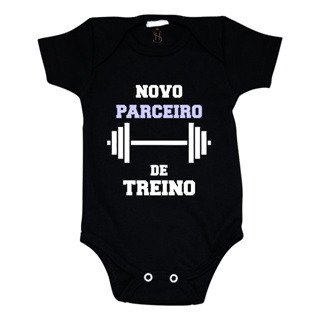 Body Bebê Frase Academia Musculação Parceiro de Treino em Oferta na Shopee
