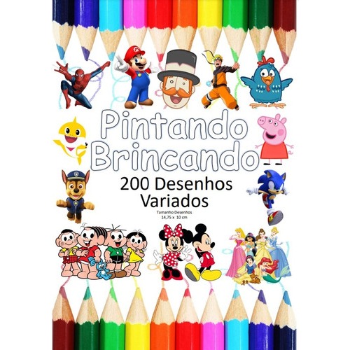 Kit 200 Desenhos Para Pintar E Colorir Tema Variados - Folha A4 Inteira! 4 Por Folha!