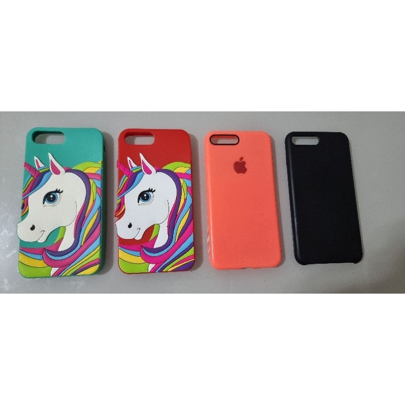 Capinha Celular IPhone 6 7 Plus são Quatro Capinha 1 Verde de Unicórnio 1 Vermelha de Unicórnio 1 Laranja Lisa 1 Preta Lisa
