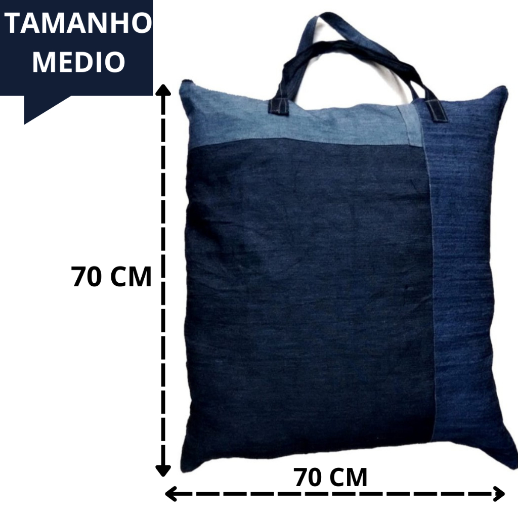 Bolsa sacolão jeans grande espaçosa para sacoleiro 70x70cm Espaçosa resistente Mudança Viagem promoção