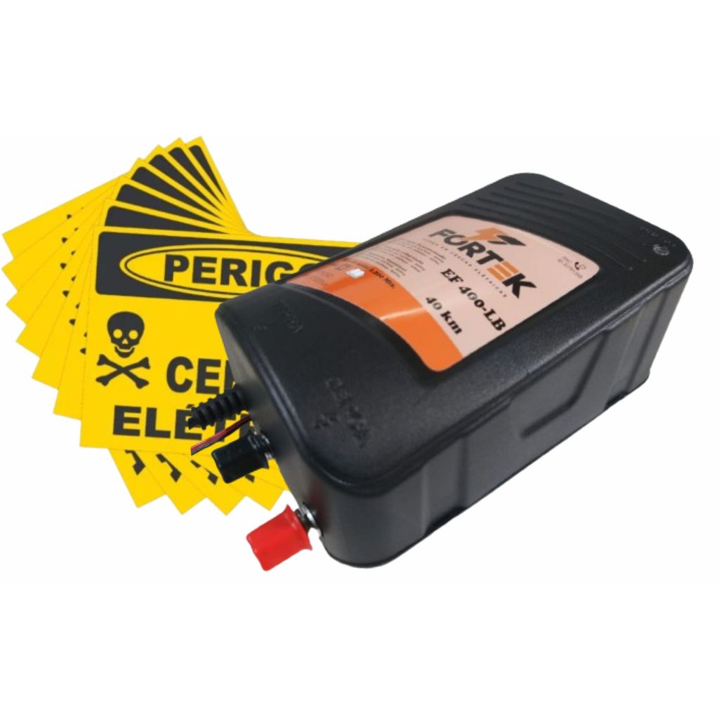 Eletrificador de cerca  127 / 220V e 12V - FK40k - HIBRIDO + 05 Placa de Cerca eletrica