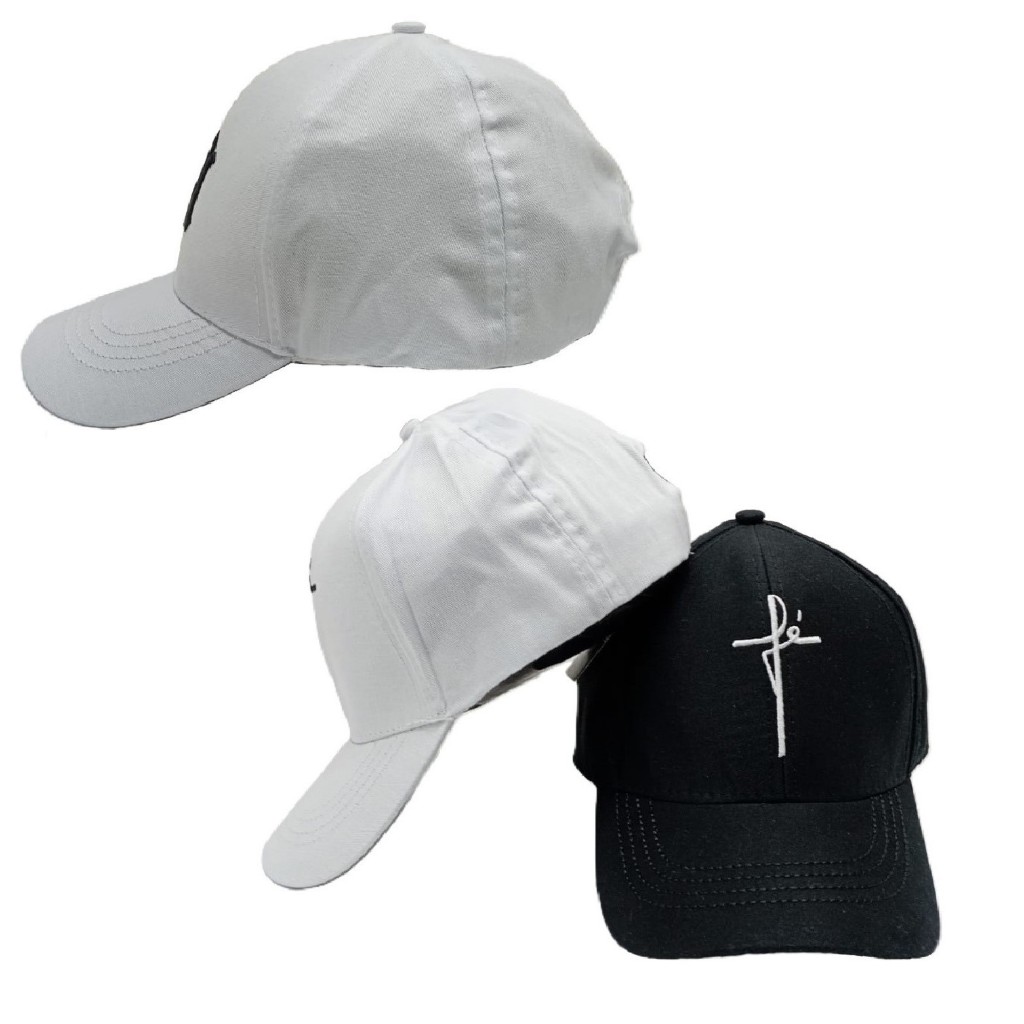KIT 2 Boné  fé Aba Curva Unissex Básico Fita Ajustável Várias Cores Bordado em Oferta na Shopee