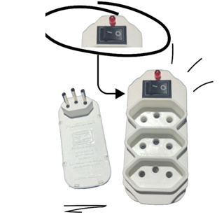 Benjamim Adaptador branco tomada triplo com  Interruptor  Liga/Desliga 3 ENTRADAS  A10 ~250V INMETRO em Oferta na Shopee
