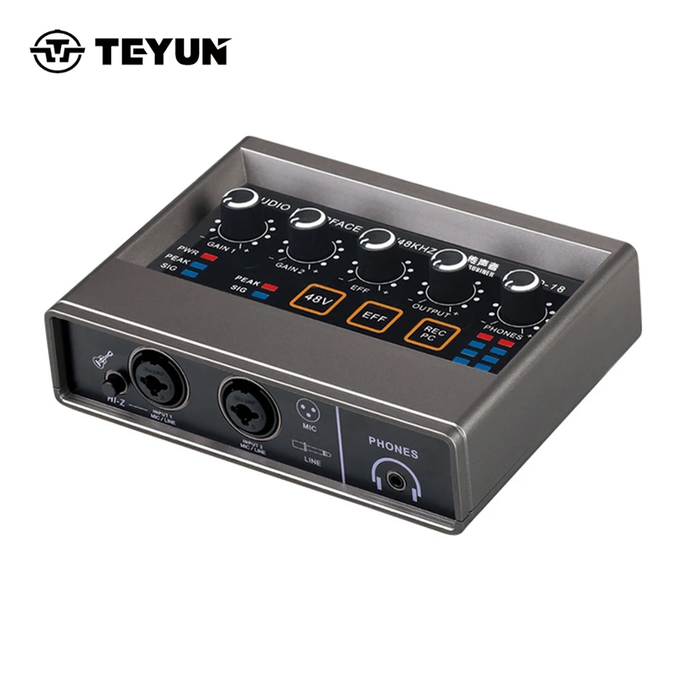 TEYUN Q-16 Sound Mixer Audio Professional Card Channel Monitoring 48KHz Converter Electric Guitar Live Recording For Studio em Oferta na Shopee