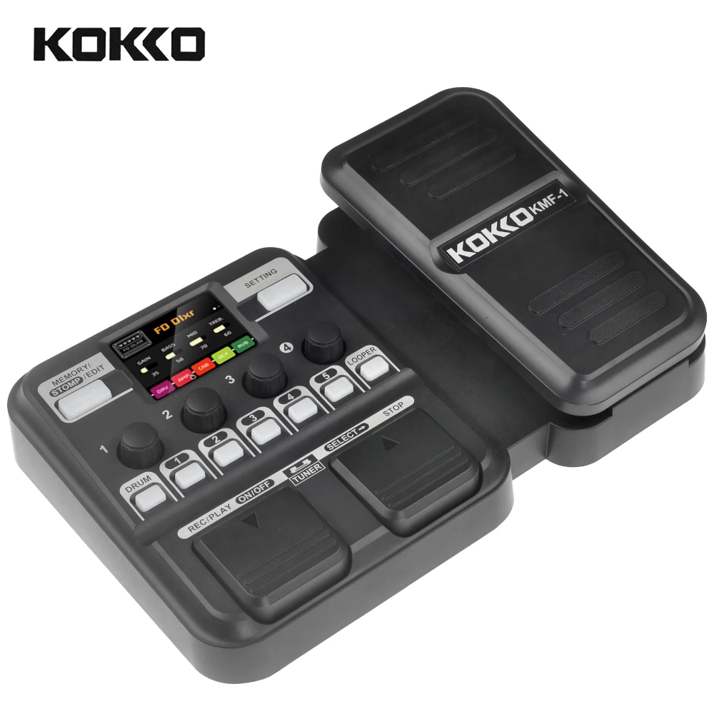 Pedal de múltiplos efeitos KOKKO KMF-1 para guitarra de 6 estilos e 18 modelos de alto-falantes para bandas Pedal de guitarra de efeito combinado True Bypass