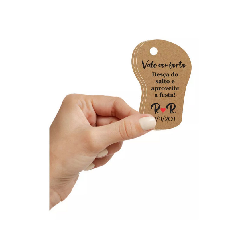 Tag Personalizada Em Kraft-  Vale Chinelo  - Vale Conforto / Para festa Casamento, Debutante, 15 Anos