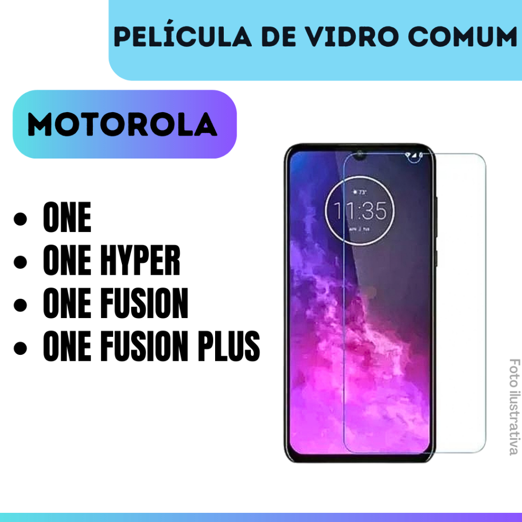 Película de Vidro Comum Para Motorola Moto One / One Hyper / One Fusion / One Fusion Plus / Protetor