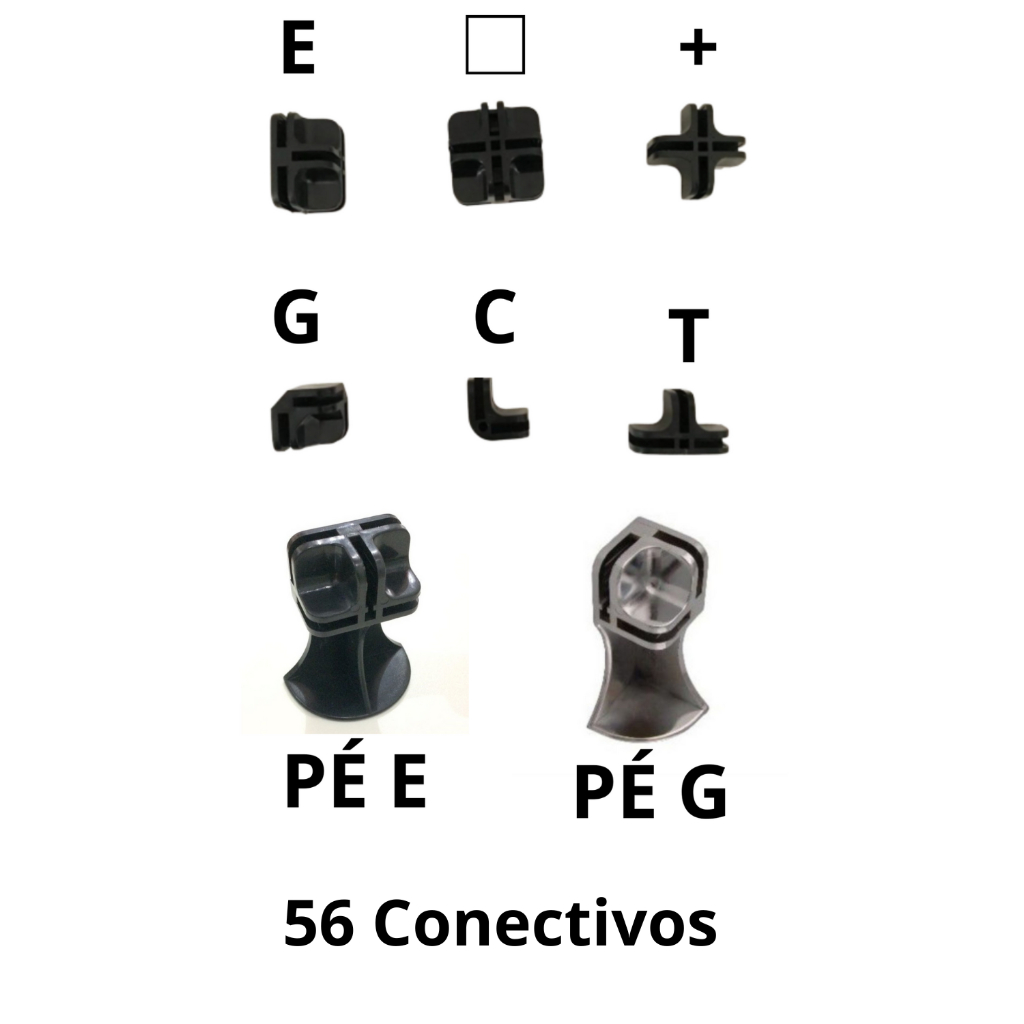 56 Conectores Para Balcão Aramado ou Vidro Modulado Conectivos Estante