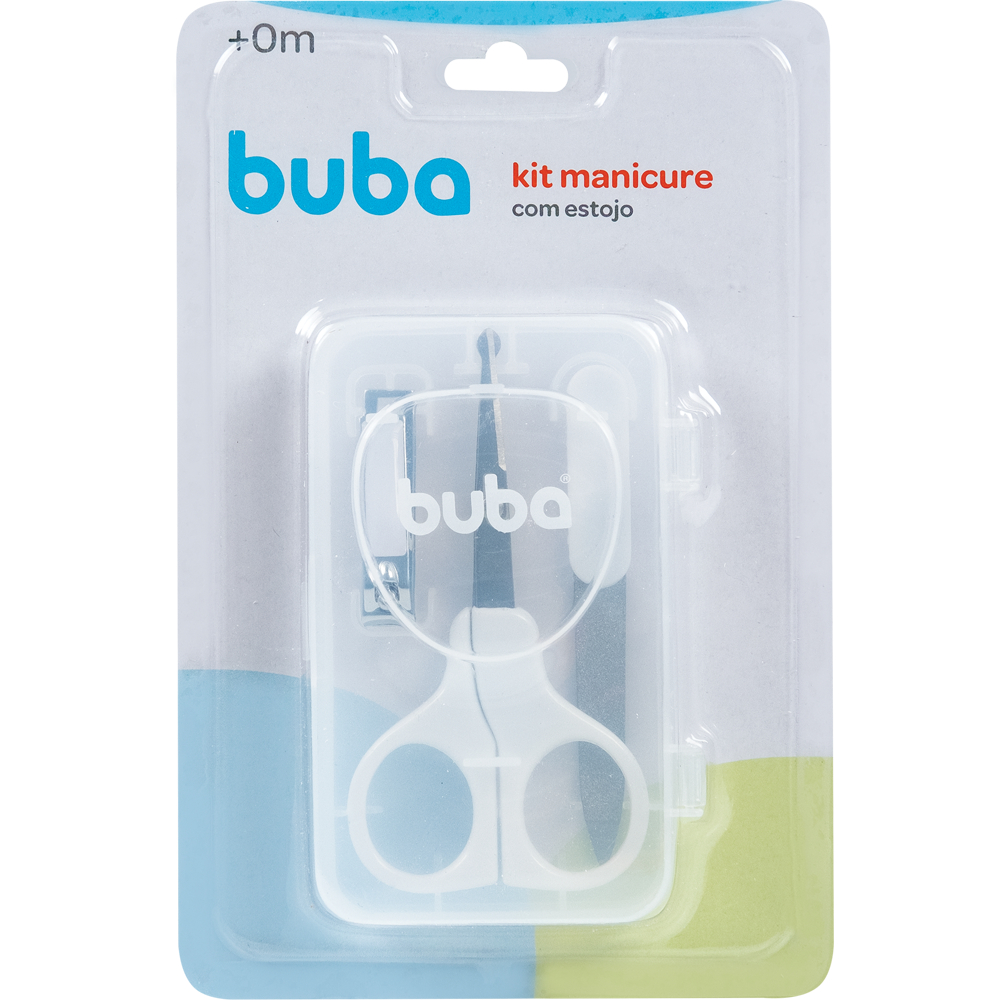 Kit Manicure De Bebê Tesoura Lixa Cortador De Unhas Buba Cor Branco