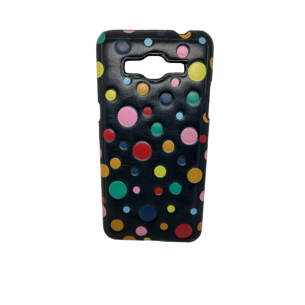 Capa Decorada Proteção Para Celular Samsung Gran Prime Duos TV G530 - Preta Com Bolinhas Coloridas