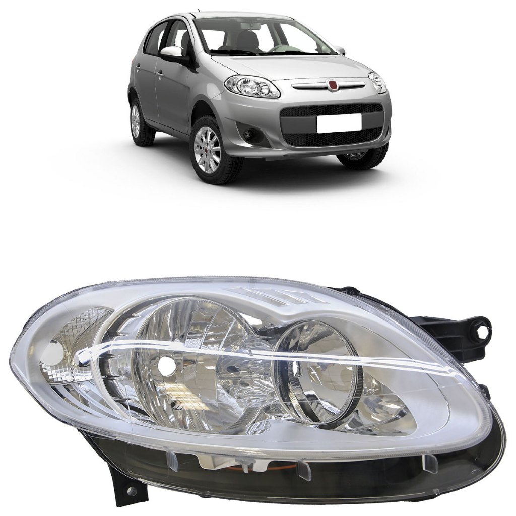 Farol Dianteiro Palio G5 2012 2013 2014 2015 2016 Máscara Cromada
