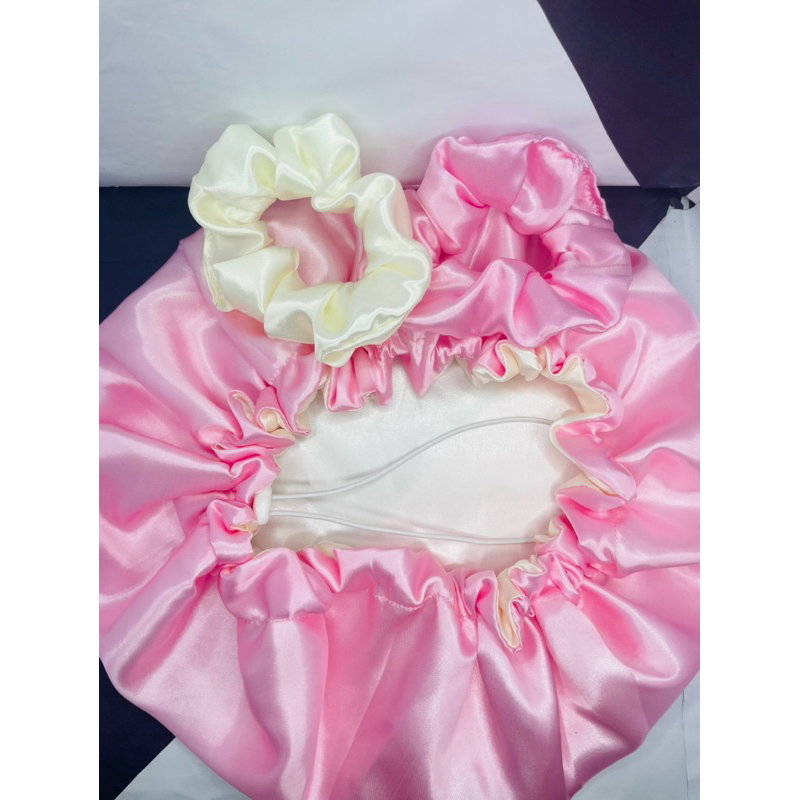 Touca de Cetim Dupla Face Ajustável + Xuxinha SCRUNCHIE Anti frizz Diversas Cores em Oferta na Shopee