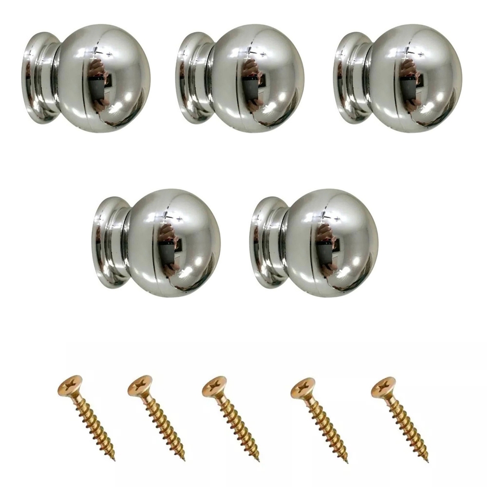 5 Puxadores Para Moveis Armario Gaveta Porta Bola Cromado em Oferta na Shopee