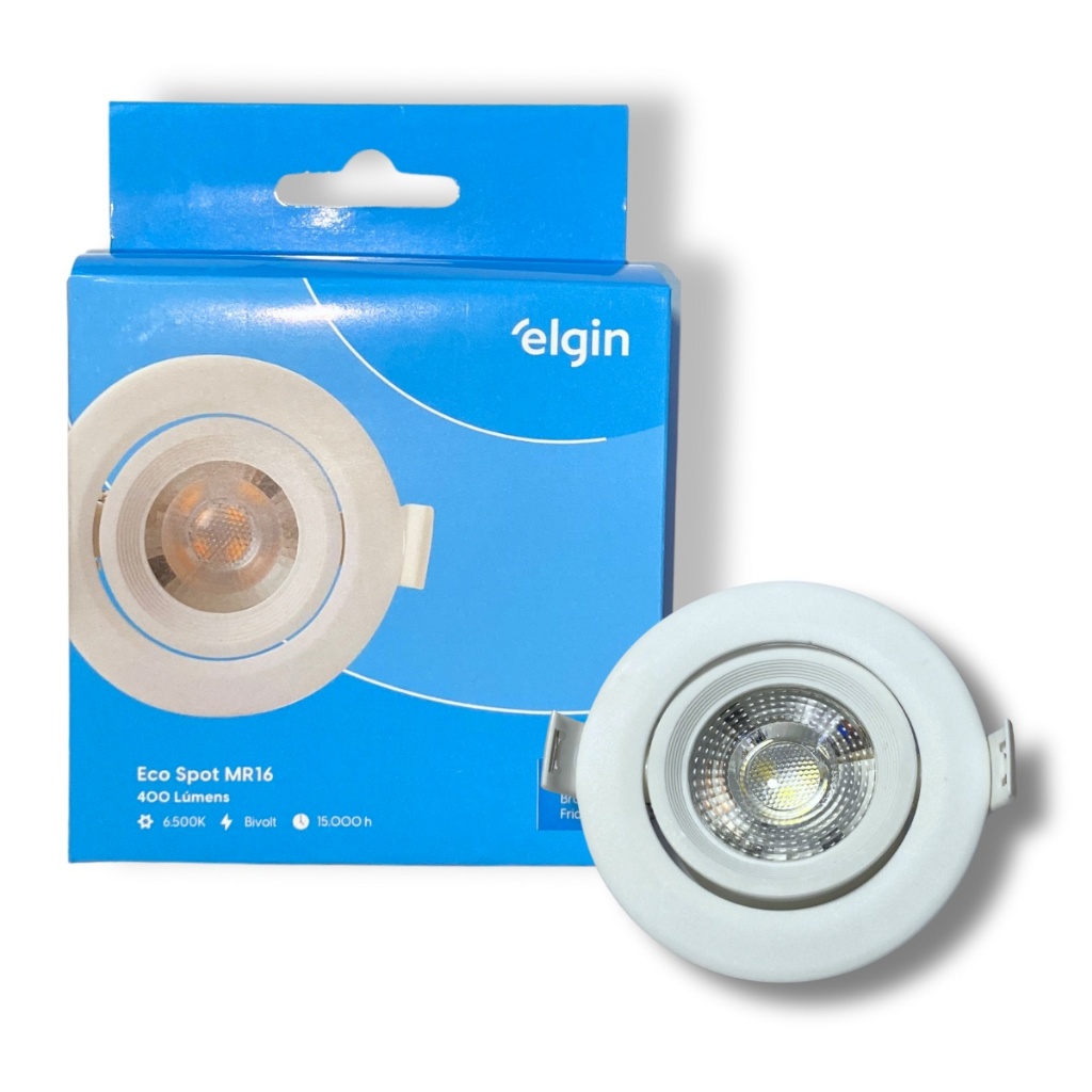 SPOT LED ELGIN LUMINÁRIA MR16 5W 6,500K DIRECIONÁVEL REDONDO