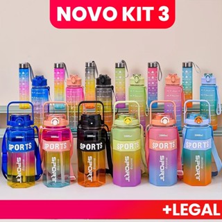 kit 3 Garrafa De Água Portátil Adesivos com alça Com 2000ml 900ml E 300ml Portátil Adesivos diferente em Oferta na Shopee