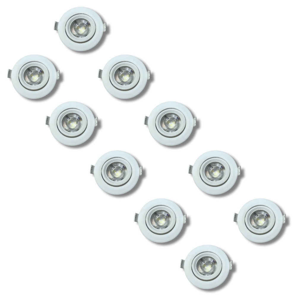 KIT 10 SPOT LED ELGIN LUMINÁRIA MR16 5W 6,500K DIRECIONÁVEL REDONDO