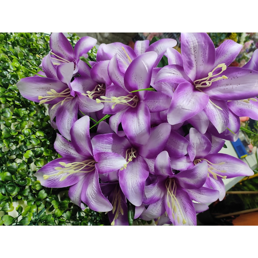kit com 5 Buquê  de Lirio  artificiais com 5flores(lilaz) em Oferta na Shopee