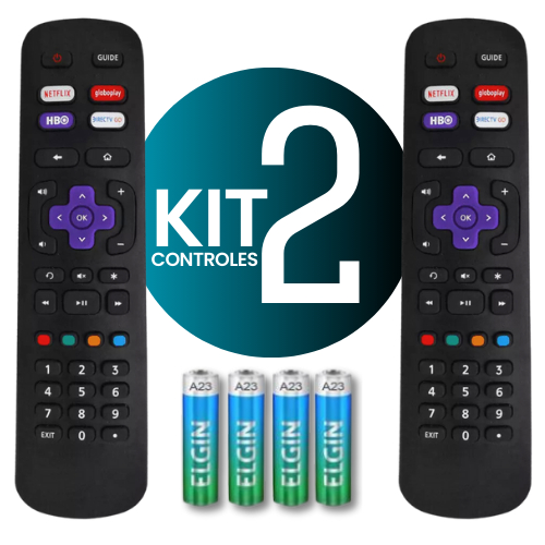 Kit 02 Controle Remoto Compatível com SEMP TCL TOSHIBA Roku TV