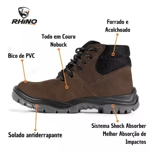 Bota Botina Nobuck  Marrom Bota Segurança Bico Pvc em Oferta na Shopee