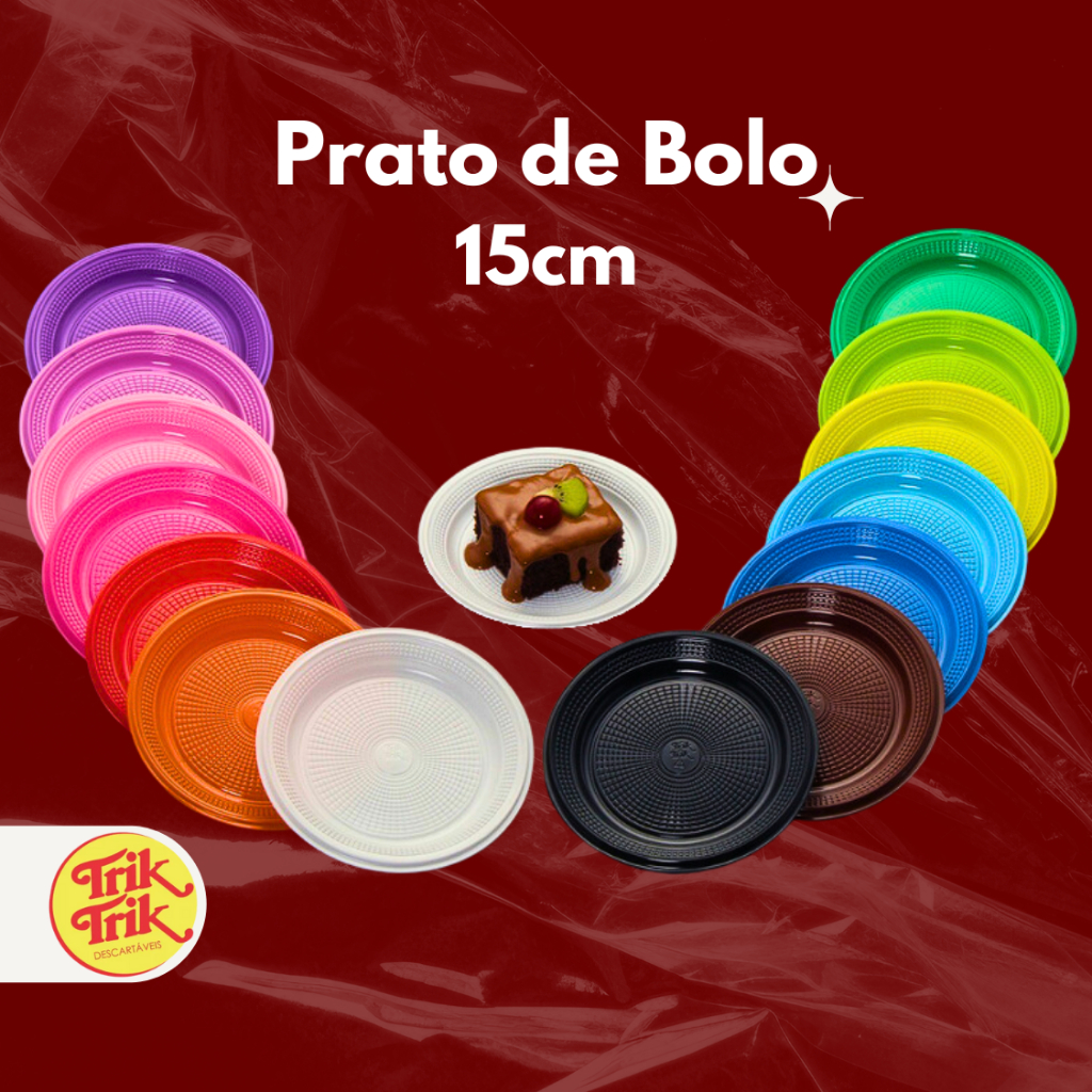 Prato de Bolo Colorido Candy Biodegradável 15cm 50, 70 e 100 Unidades em Oferta na Shopee