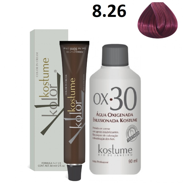 Kit Kostume Kolor Marsala 8.26 60ml + Emulsão Vol30 90ml