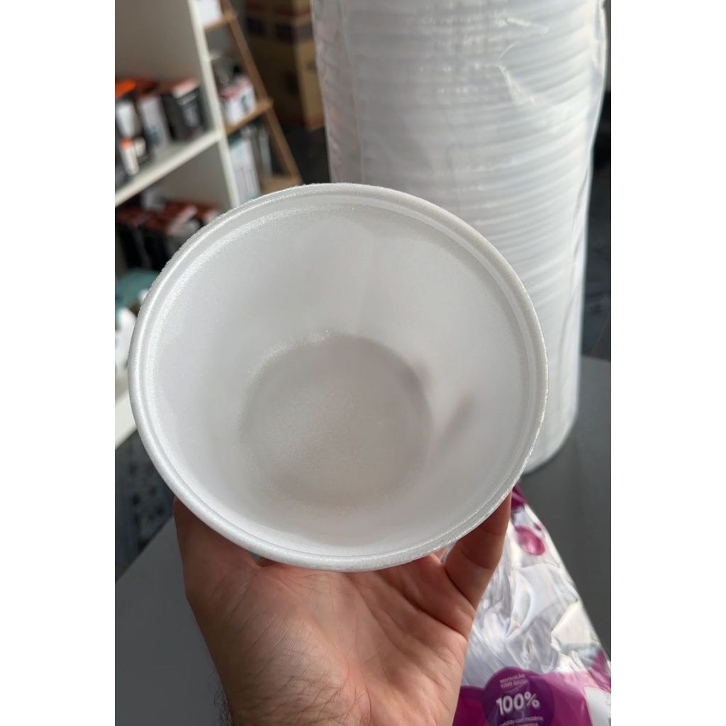 Cumbuca Pote Isopor 500ml com 50 Unid Para Caldo Para Sorvete Para Açai + Colher Plastica c/ 50 unid