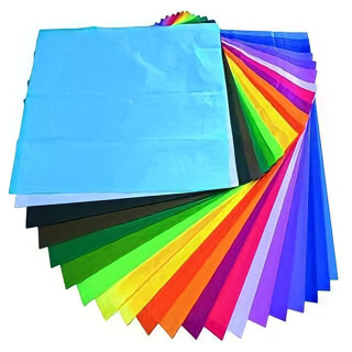 Papel de Seda 50x70 cm Pacote C/100 Unidades - Variadas Cores, embalagem roupa,doces rococó, pipas embrulho em Oferta na Shopee
