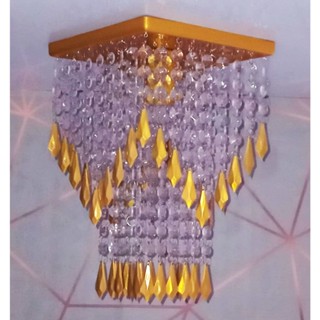 Lustre Plafon Cristal Acrilico Dourado dfl em Oferta na Shopee