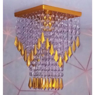 Lustre Plafon Cristal Acrilico Dourado dfl