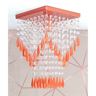 Lustre Plafon Cristal Acrilico Cor Cobre dfl
