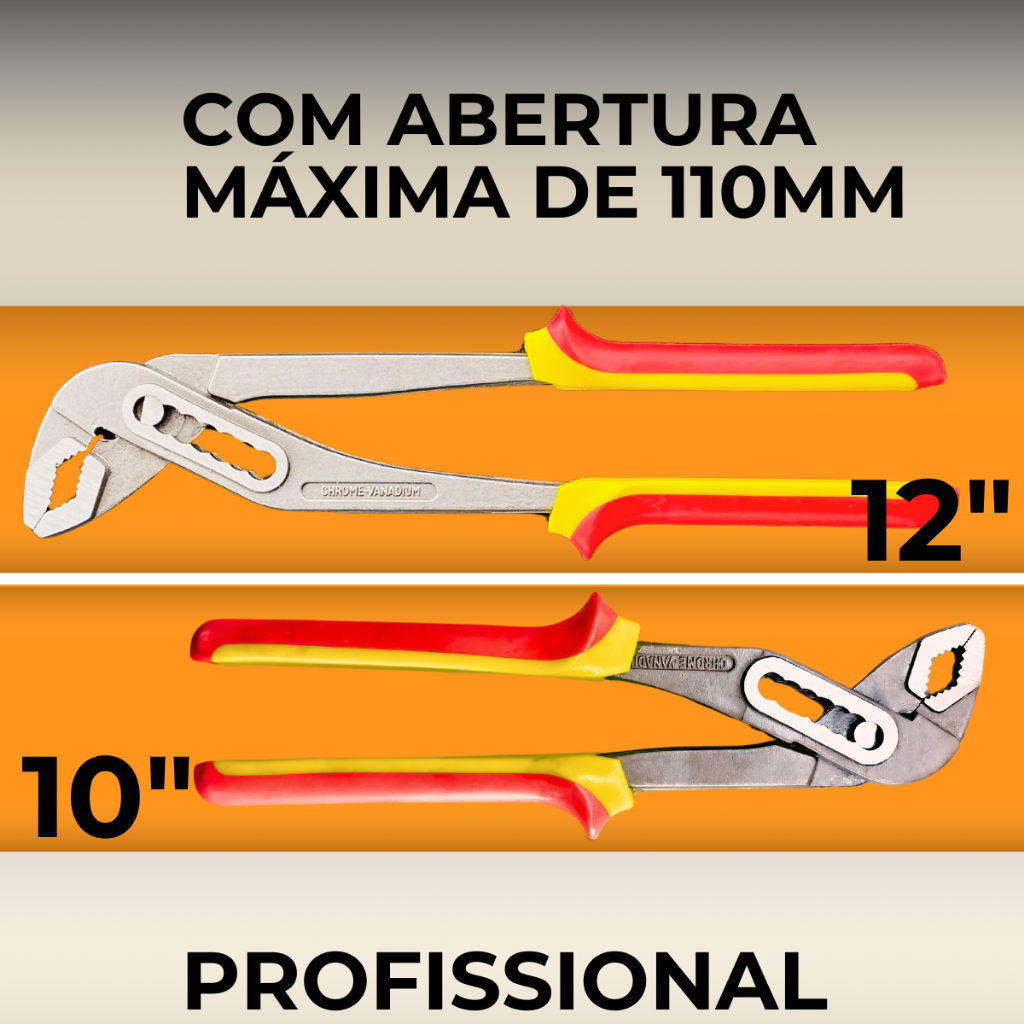 Alicate Bomba D'agua | Chave Tubulação, 12, 10 POL Reforçado Profissional Emborrachado Cr-V Profield em Oferta na Shopee