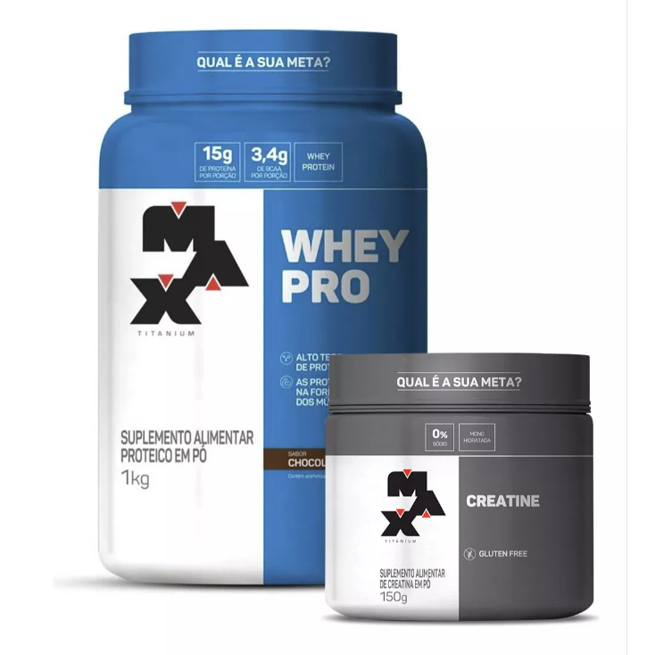 Combo Whey Pro 1kg E Creatina 150g - Max Titanium Suplementos