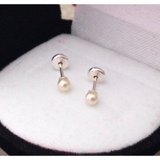 Brinco infantil Recém nascido bebê tarraxa baby pérola 2mm bolinha em prata 925+saquinho de veludo em Oferta na Shopee