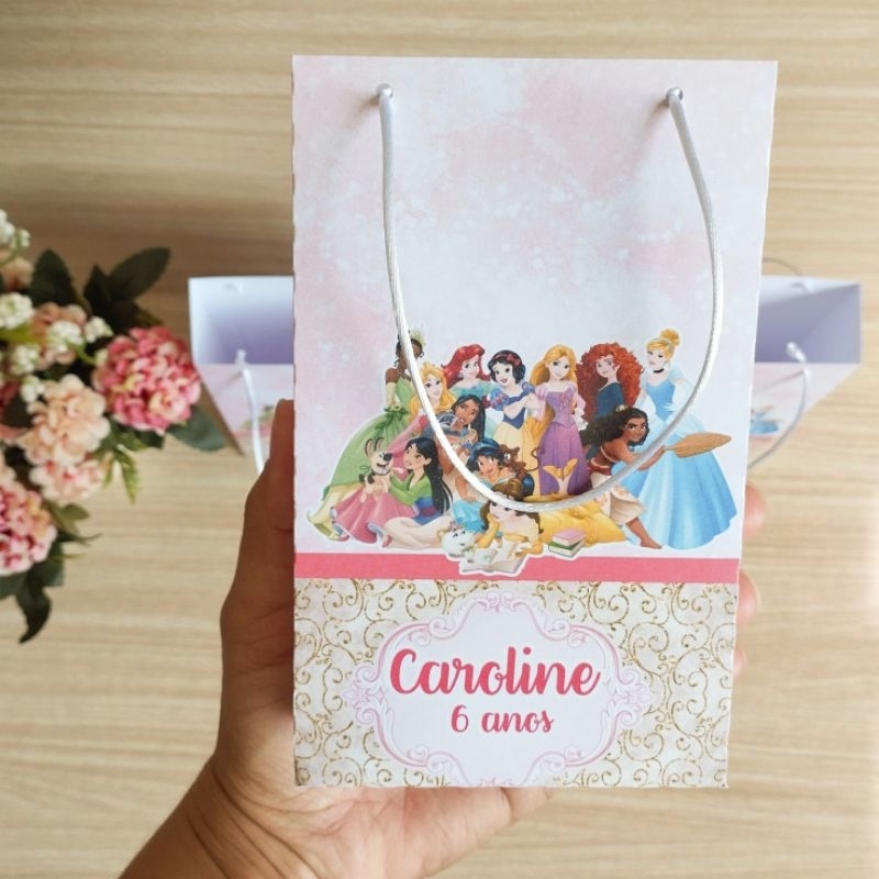 kit Sacolinha personalizada P Princesas -Pegue e monte, desmontadas - Lembrancinhas de festa