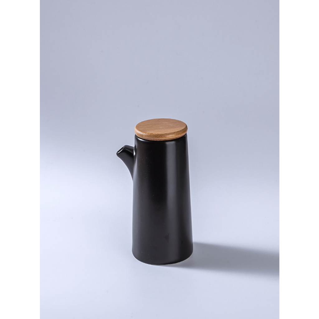 Galheteiro de cerâmica 250 ml com tampa de bambu em Oferta na Shopee