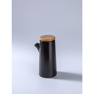 Galheteiro de cerâmica 250 ml com tampa de bambu