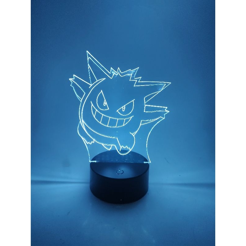 Luminária Abajur led Pokémon Gendar RGB USB com controle remoto 16 cores