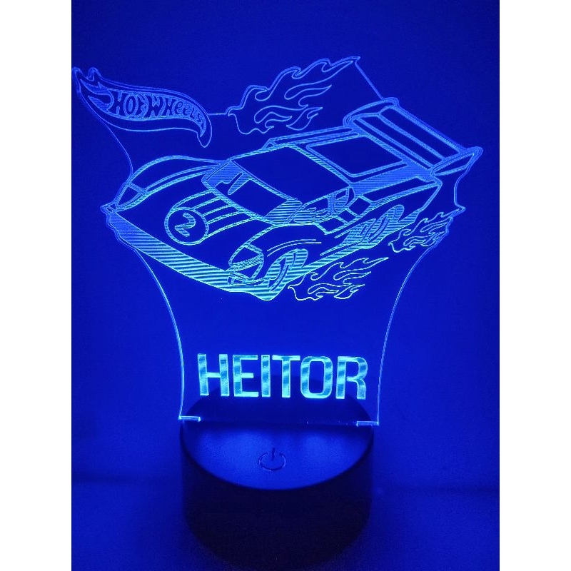 Luminária Led Hot Wheels personalizada RGB 16 cores