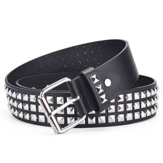 Cinto Unissex De Cintura Decorado Com Lantejoulas Prata Estilo Punk