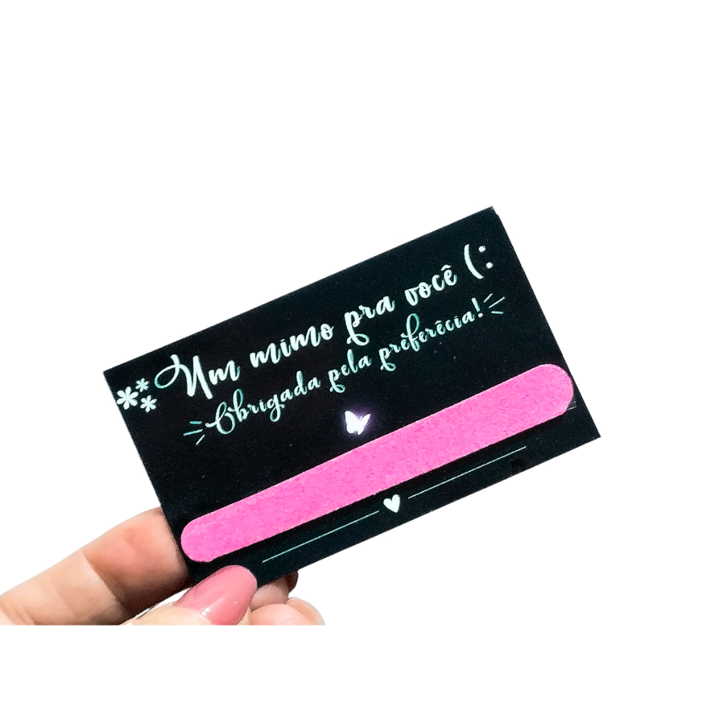 Kit Cartão agradecimento + mini lixa Mimo Cliente Gratidão Personalizado