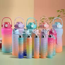 Kit 3 Garrafa Agua Squeeze Galão Com Adesivos Colorida Motivacional