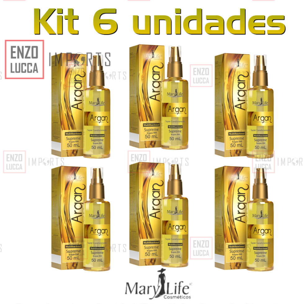 Kit 6 Reparador de Pontas Óleo De Argan Supreme Argan Oil 50ml - Mary Life