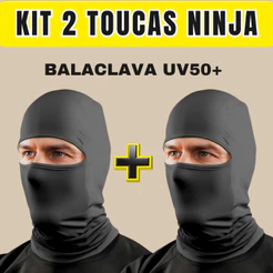Kit 2 Touca Ninja Balaclava Segunda Pele Térmica Frio Proteção Solar UV50+ Motoqueiro Motoboy Ciclismo Preta