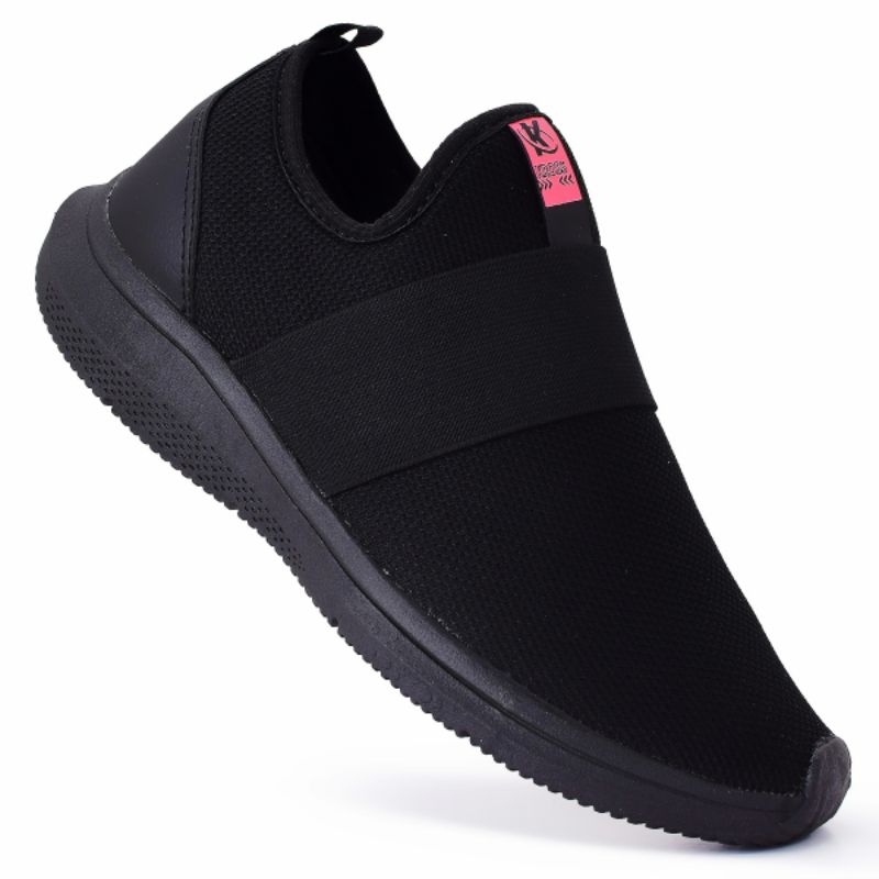 Tênis Kross Pink Preto Slip-On Meia Feminino Esportivo Academia Leve Confortavel  Caminhada Corrida