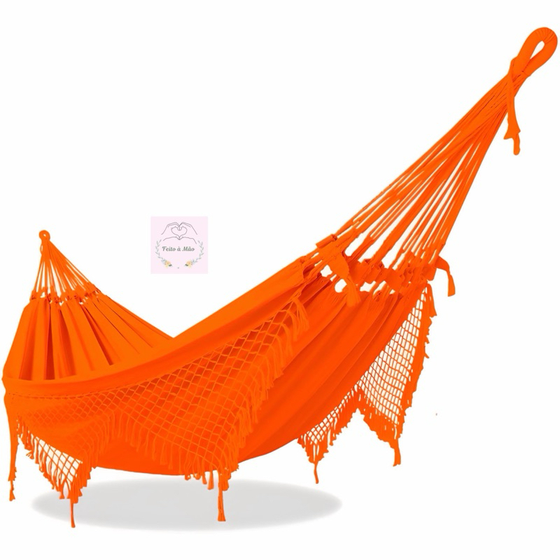 REDE DE DORMI DESCANSO GRANDE CASAL LARANJA 100% ALGODÃO em Oferta na Shopee